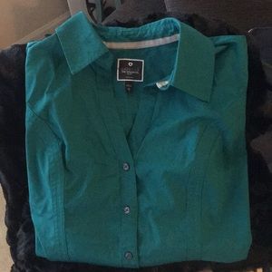 Express teal button down.